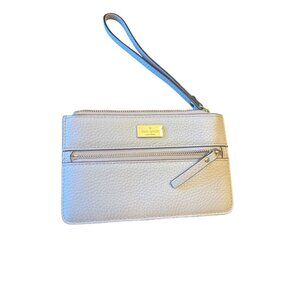 Kate Spade New York Beige Wristlet Wallet In Pebbled Leather With Zip Closure